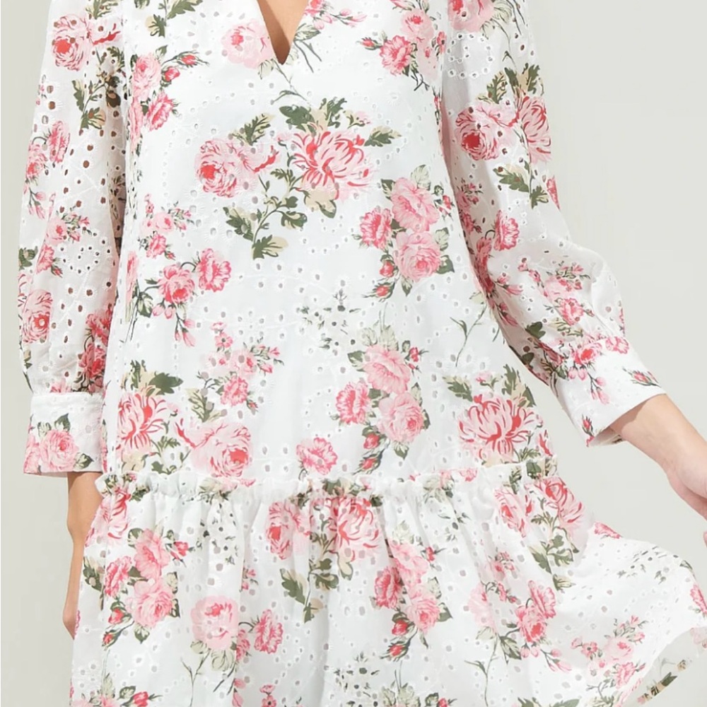 Sugarlips Floral Eyelet Dress - Pink and Green